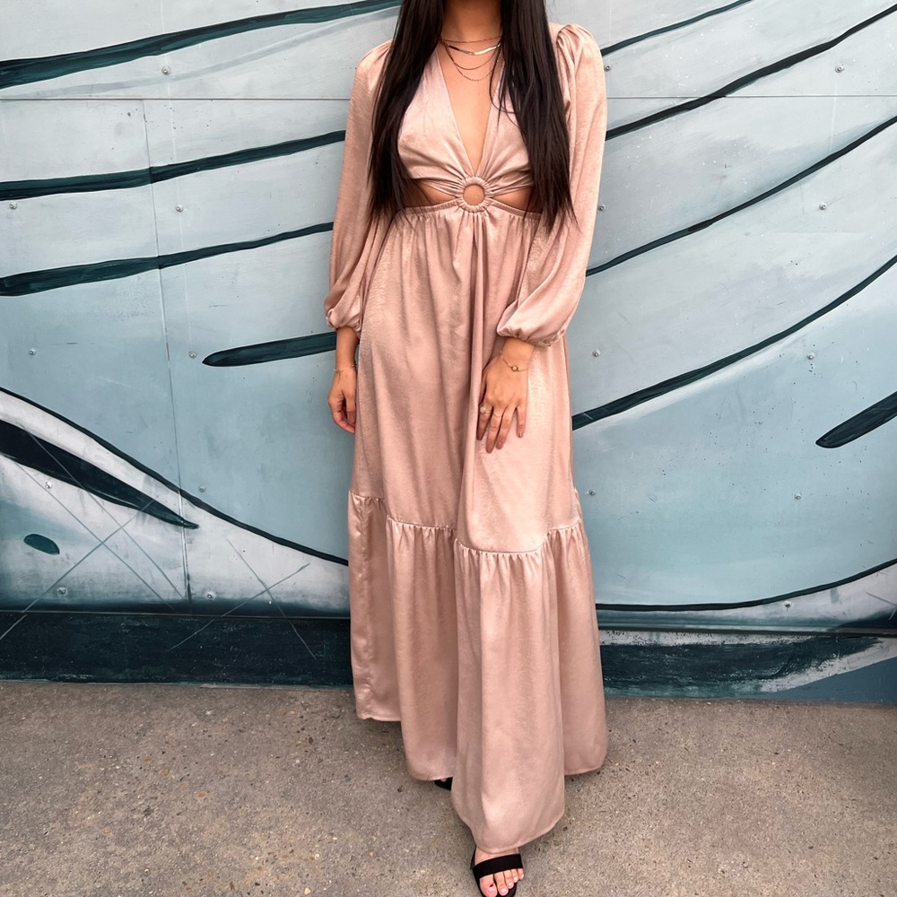 boho dusty pink maxi dress